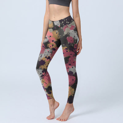 Buddha Stones Splatter Print Exercise Leggings Women's Yoga Pants - Black - US18，UK/AU22，EU50 (4XL) - image 1