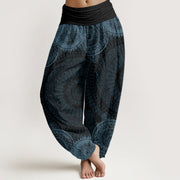 Foviel Cotton Circular Mandala Design Women's Elastic Waist Harem Pants
