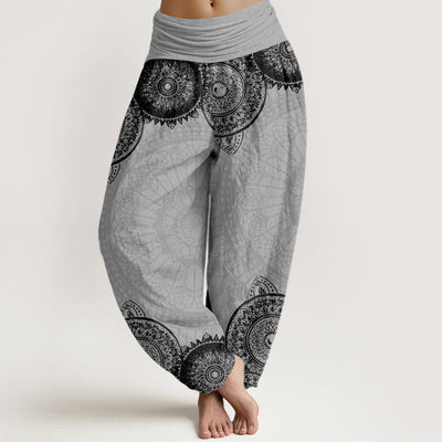 Buddha Stones Circular Mandala Design Women's Elastic Waist Harem Pants - LightGrey - US22，UK/AU26，EU54 (6XL) - image 8