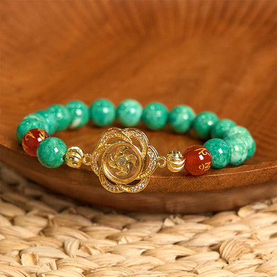 Foviel Natürliche Jade Om Mani Padme Hum Zyklon Charm Wohlstand Armband