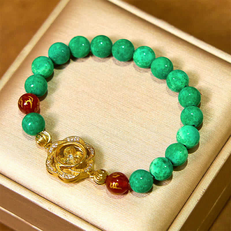 Foviel Natürliche Jade Om Mani Padme Hum Zyklon Charm Wohlstand Armband
