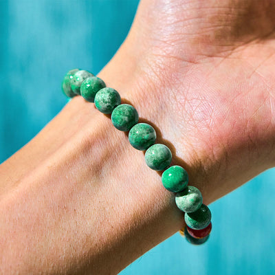 Foviel Natürliche Jade Om Mani Padme Hum Zyklon Charm Wohlstand Armband