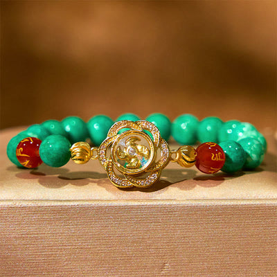 Foviel Natürliche Jade Om Mani Padme Hum Zyklon Charm Wohlstand Armband