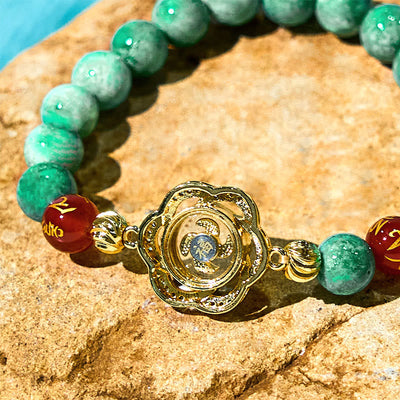 Foviel Natürliche Jade Om Mani Padme Hum Zyklon Charm Wohlstand Armband