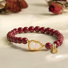 Foviel Cinnabar Gourd Fu Character Charm Blessing Bracelet