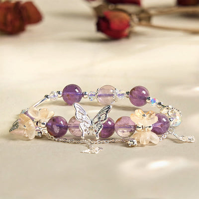 Foviel Natürliche lila phantobutterblumen Weisheit Armband