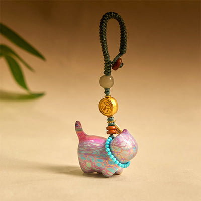 Foviel Hetian Jade Natural Sandalwood Red Sandalwood Green Sandalwood Fu Character Abundance Key Chain