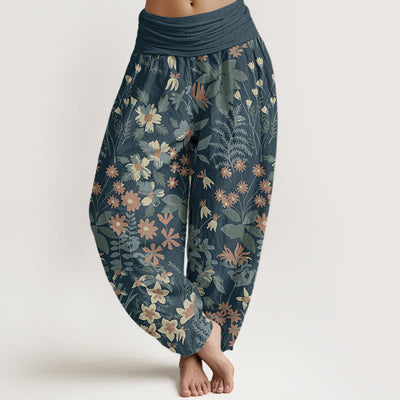 Buddha Stones Casual Daisy Flowers Leaves Design Women's Elastic Waist Harem Pants - LightBlue - US22，UK/AU26，EU54 (6XL) - image 1
