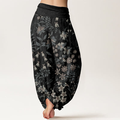 Buddha Stones Casual Daisy Flowers Leaves Design Women's Elastic Waist Harem Pants - image 7