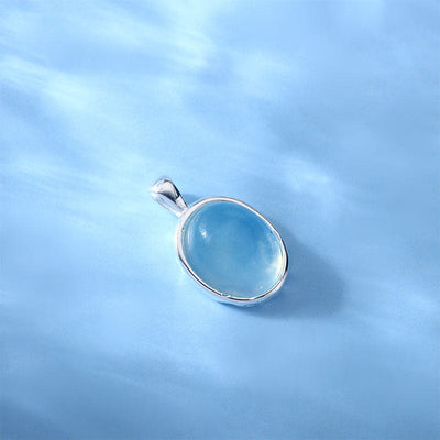 Foviel 925 Sterling Silber Aquamarin spirituell Collierkette Anhänger