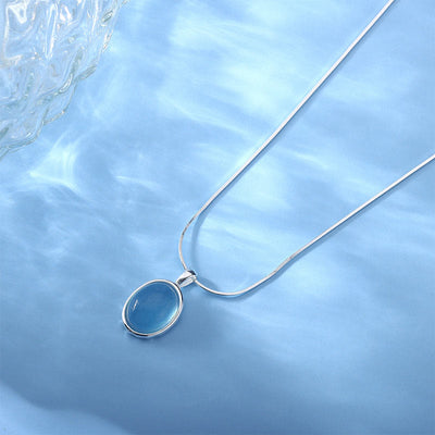 Foviel 925 Sterling Silber Aquamarin spirituell Collierkette Anhänger