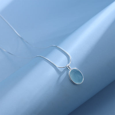 Foviel 925 Sterling Silber Aquamarin spirituell Collierkette Anhänger