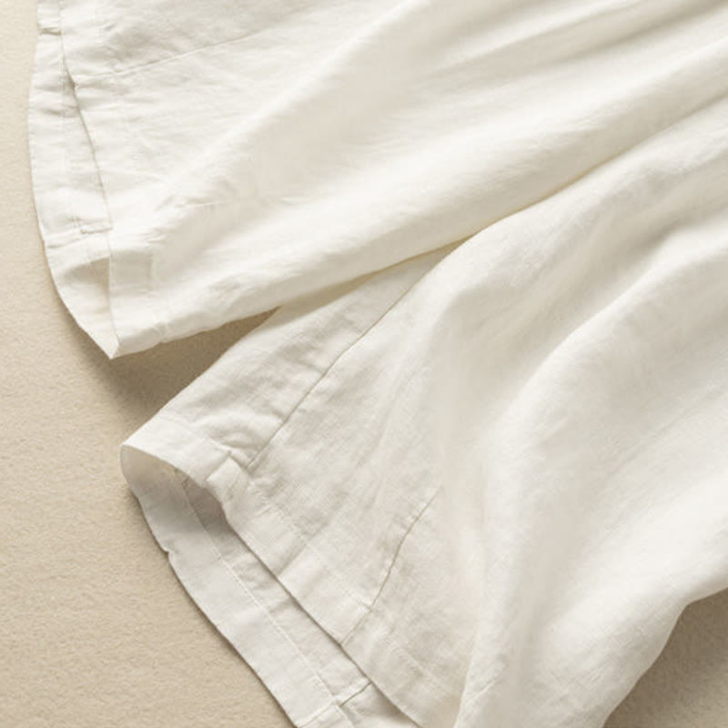 Buddha Stones Summer Casual Plain Zipper Button Cotton Linen Women's Shorts With Pockets - image 12