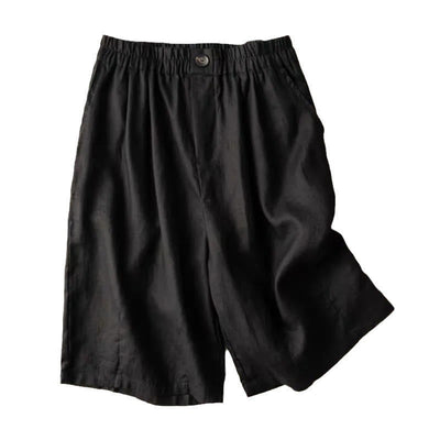 Buddha Stones Summer Casual Plain Zipper Button Cotton Linen Women's Shorts With Pockets - image 17