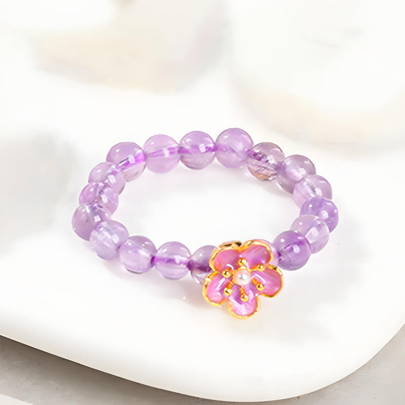 Foviel 3mm Amethyst Peach Blossom Elastic String Ring