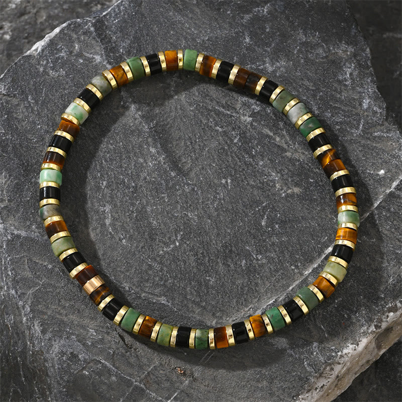 Foviel Natürliche Hematite Tigerauge Stones Unterstützung Armband