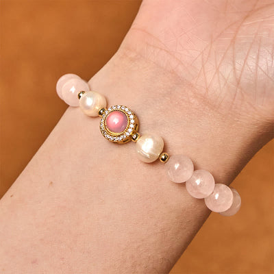 Bracelet Foviel perle cristal rose chaleur
