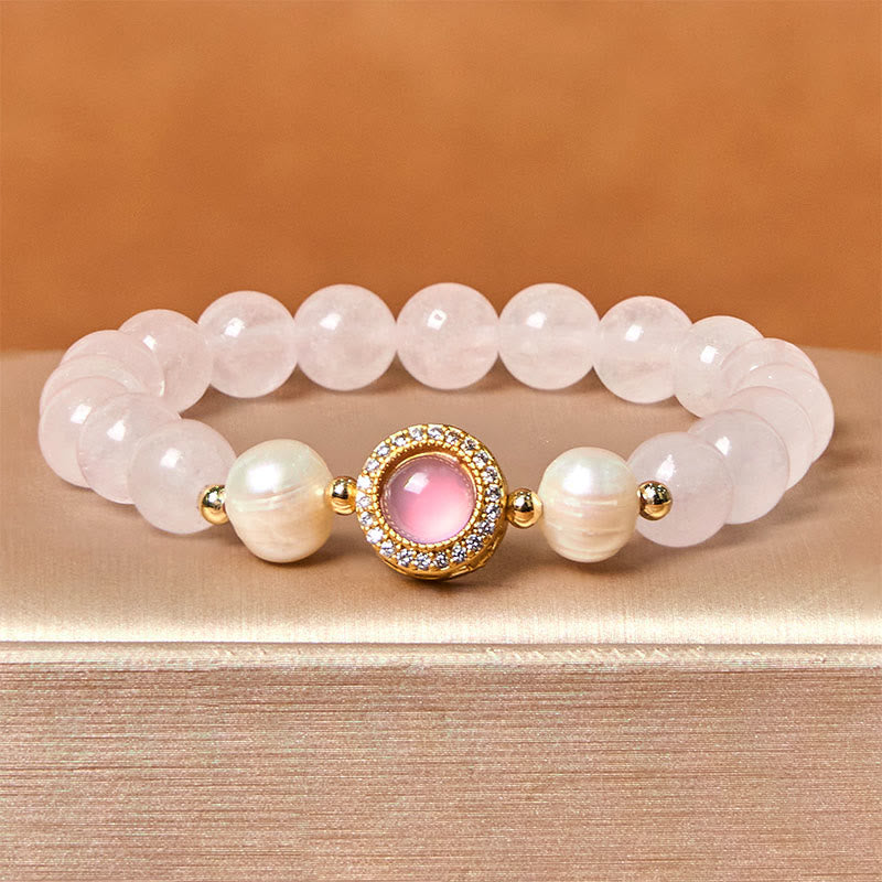 Bracelet Foviel perle cristal rose chaleur