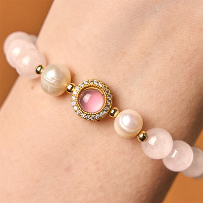 Bracelet Foviel perle cristal rose chaleur