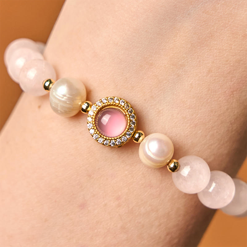 Bracelet Foviel perle cristal rose chaleur