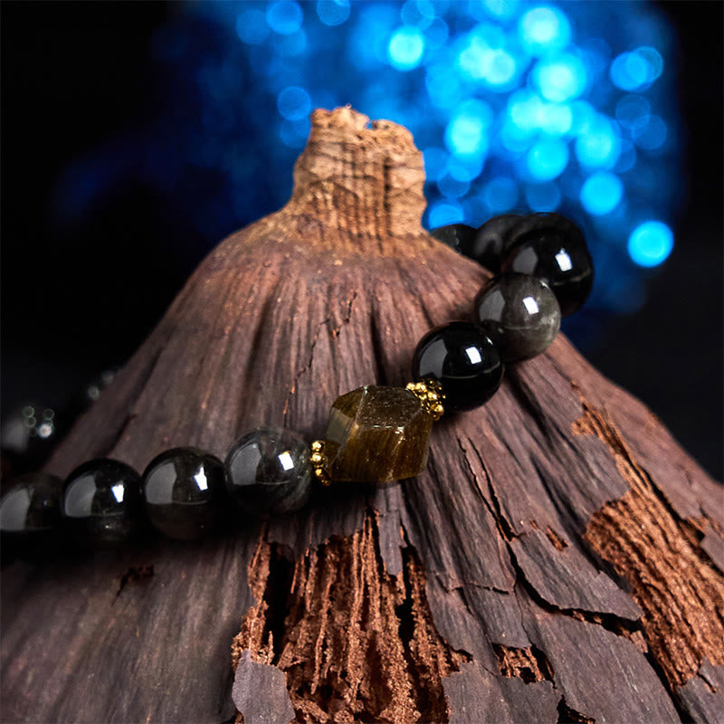 Foviel Natürlich Silber Sheen Obsidian Perlen Niedlich Katze Beruhigende Armband