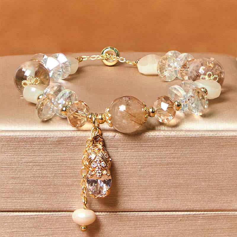 Foviel Natural Citrine Green Strawberry Quartz PiXiu Prosperity Bracelet
