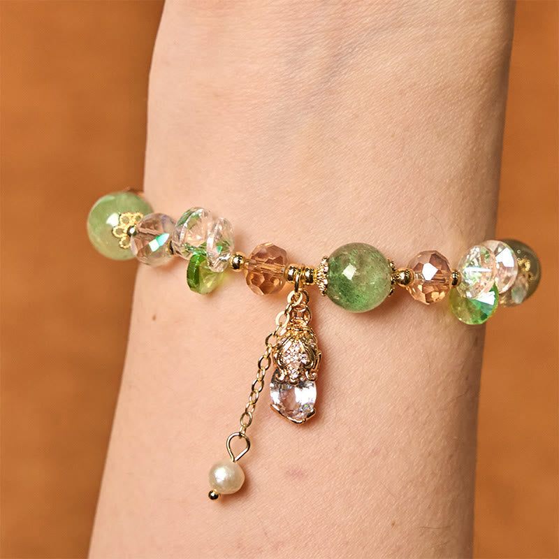 Foviel Natural Citrine Green Strawberry Quartz PiXiu Prosperity Bracelet