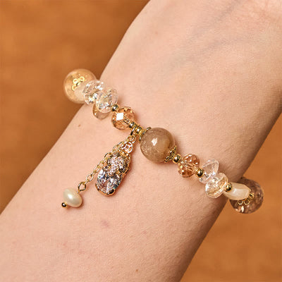 Foviel Natural Citrine Green Strawberry Quartz PiXiu Prosperity Bracelet