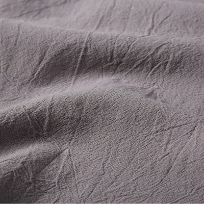 Foviel 2Pcs Plain Notched Collar Short Sleeve T-Shirt Shorts With Pockets Cotton Linen Men's Meditation Cloth Set