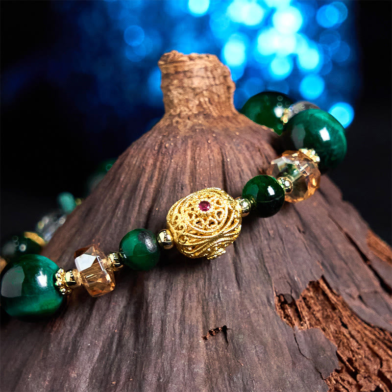 Foviel Natural Red Tiger Eye Green Tiger Eye Beads Weight Balance Bracelet