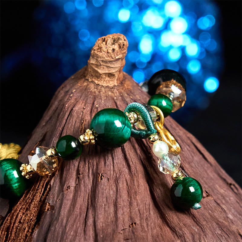 Foviel Natural Red Tiger Eye Green Tiger Eye Beads Weight Balance Bracelet