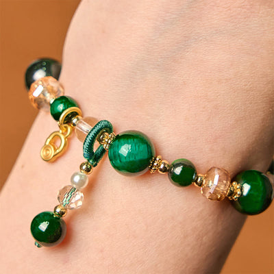 Foviel Natural Red Tiger Eye Green Tiger Eye Beads Weight Balance Bracelet