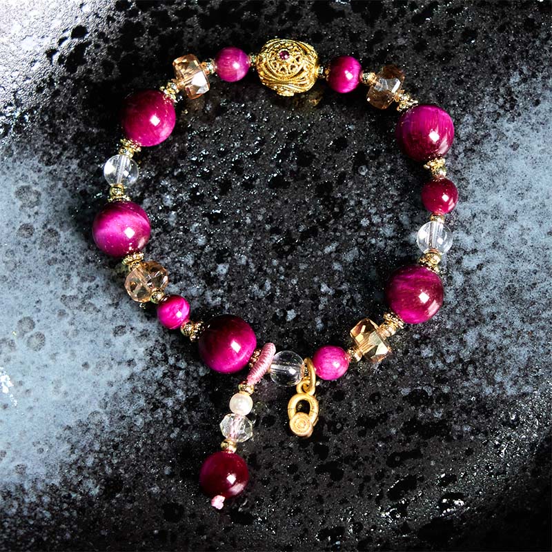 Foviel Natural Red Tiger Eye Green Tiger Eye Beads Weight Balance Bracelet