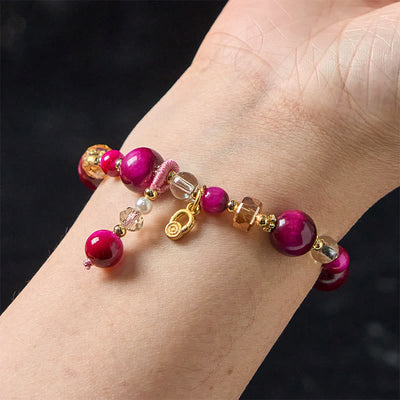 Foviel Natural Red Tiger Eye Green Tiger Eye Beads Weight Balance Bracelet