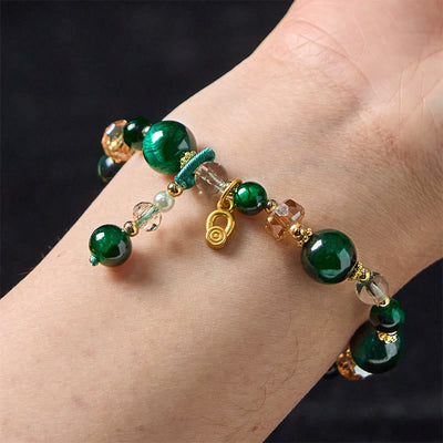 Foviel Natural Red Tiger Eye Green Tiger Eye Beads Weight Balance Bracelet