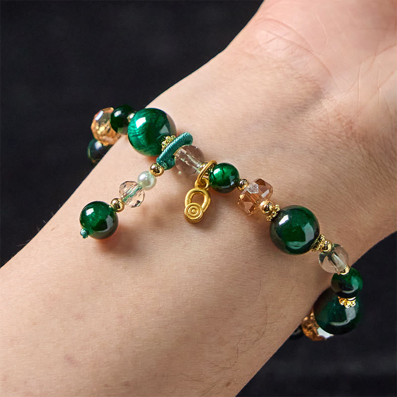 Foviel Natural Red Tiger Eye Green Tiger Eye Beads Weight Balance Bracelet