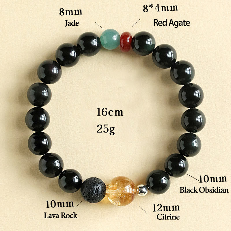 Foviel Natural Black Obsidian Beads Strength Fulfillment Bracelet