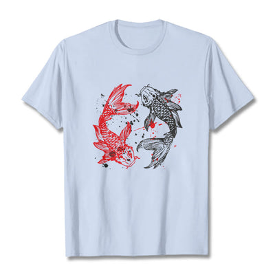 T-shirt Foviel motif carpe koï rouge et noir