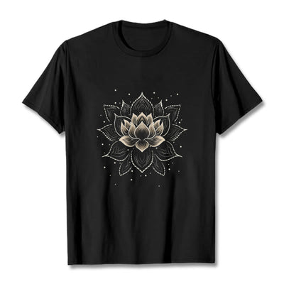 Foviel Golden Lotus Flower Design Tee T-shirt