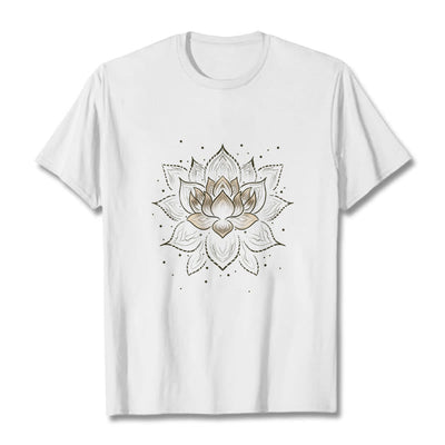 Foviel Golden Lotus Flower Design Tee T-shirt