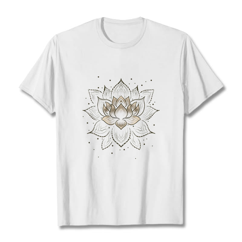 Foviel Golden Lotus Flower Design Tee T-shirt