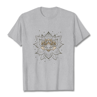 Foviel Golden Lotus Flower Design Tee T-shirt