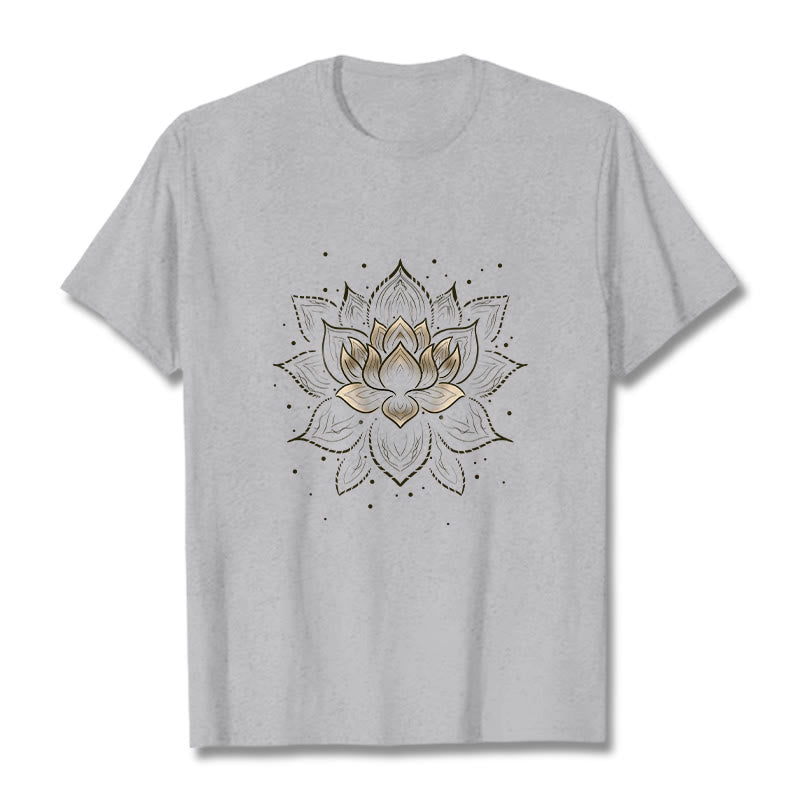 Foviel Golden Lotus Flower Design Tee T-shirt