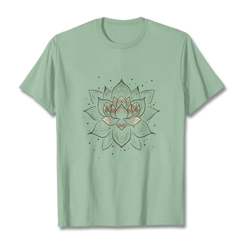 Foviel Golden Lotus Flower Design Tee T-shirt