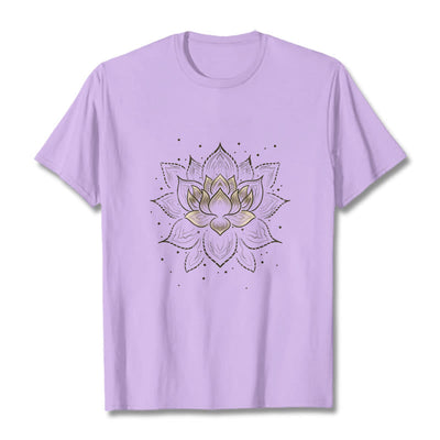 Foviel Golden Lotus Flower Design Tee T-shirt
