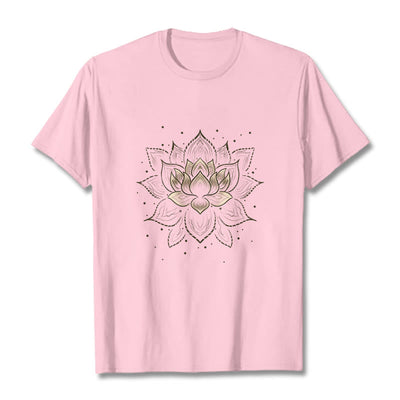 Foviel Golden Lotus Flower Design Tee T-shirt