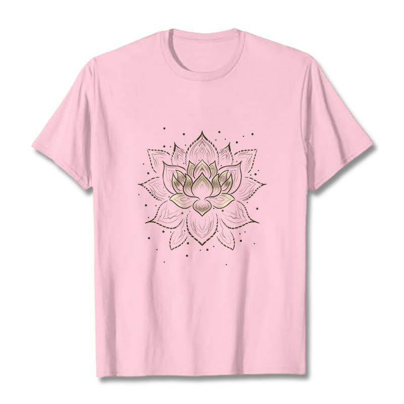 Foviel Golden Lotus Flower Design Tee T-shirt