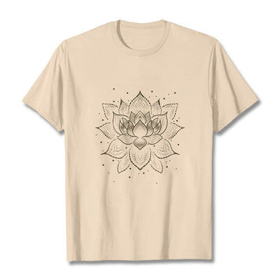 Foviel Golden Lotus Flower Design Tee T-shirt