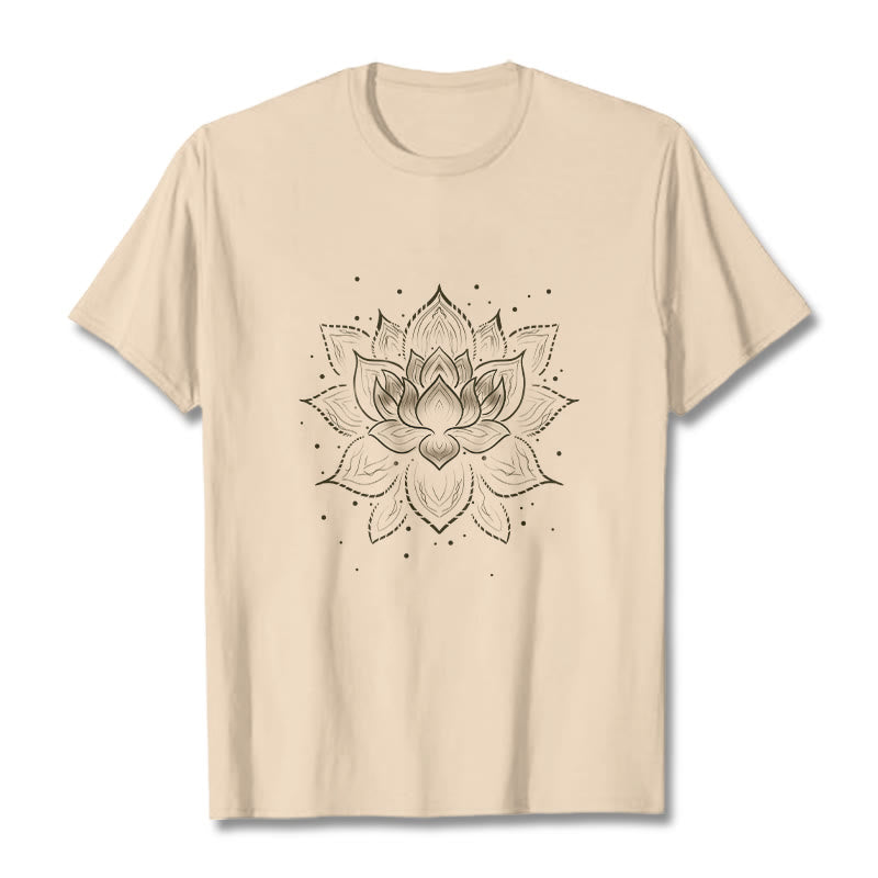 Foviel Golden Lotus Flower Design Tee T-shirt