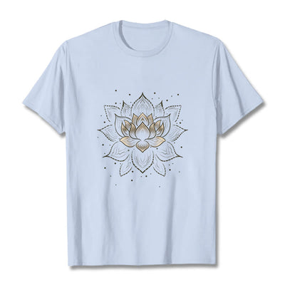 Foviel Golden Lotus Flower Design Tee T-shirt